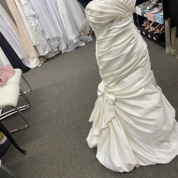 David's Bridal Elegant Cream Wedding Dress - Picture 6 of 16